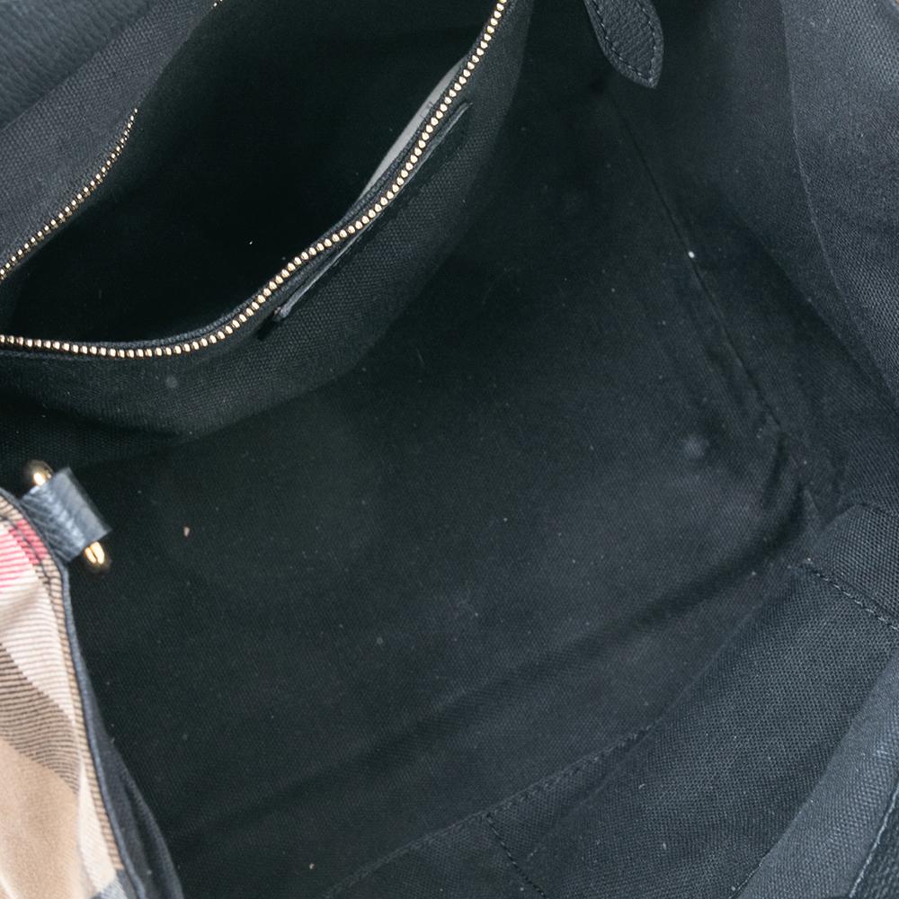 Burberry Black/Beige House Check Canvas and Leather Small Canterbury Tote 2