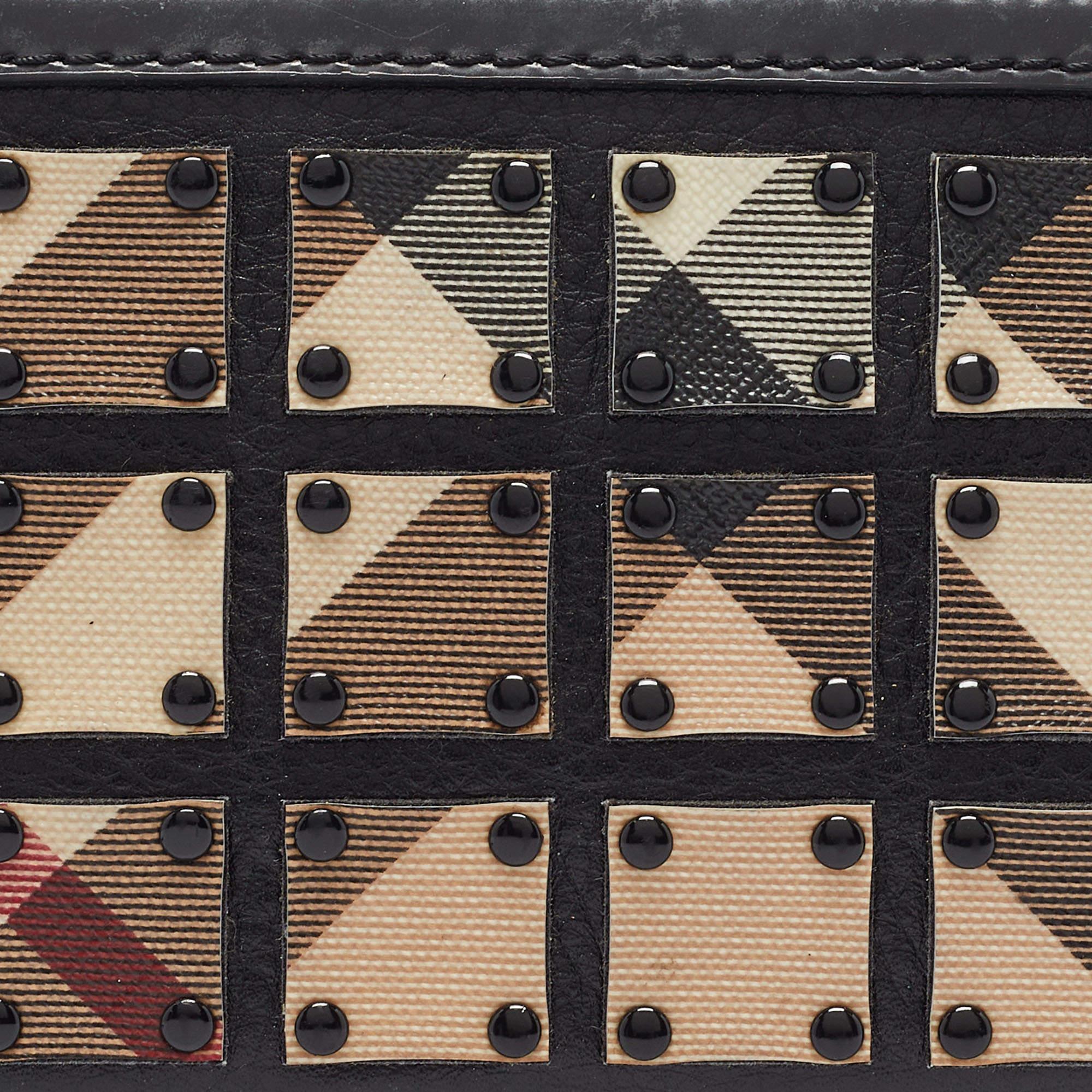 Burberry Black/Beige House Check PVC and Patent Leather Warrior Wallet 2