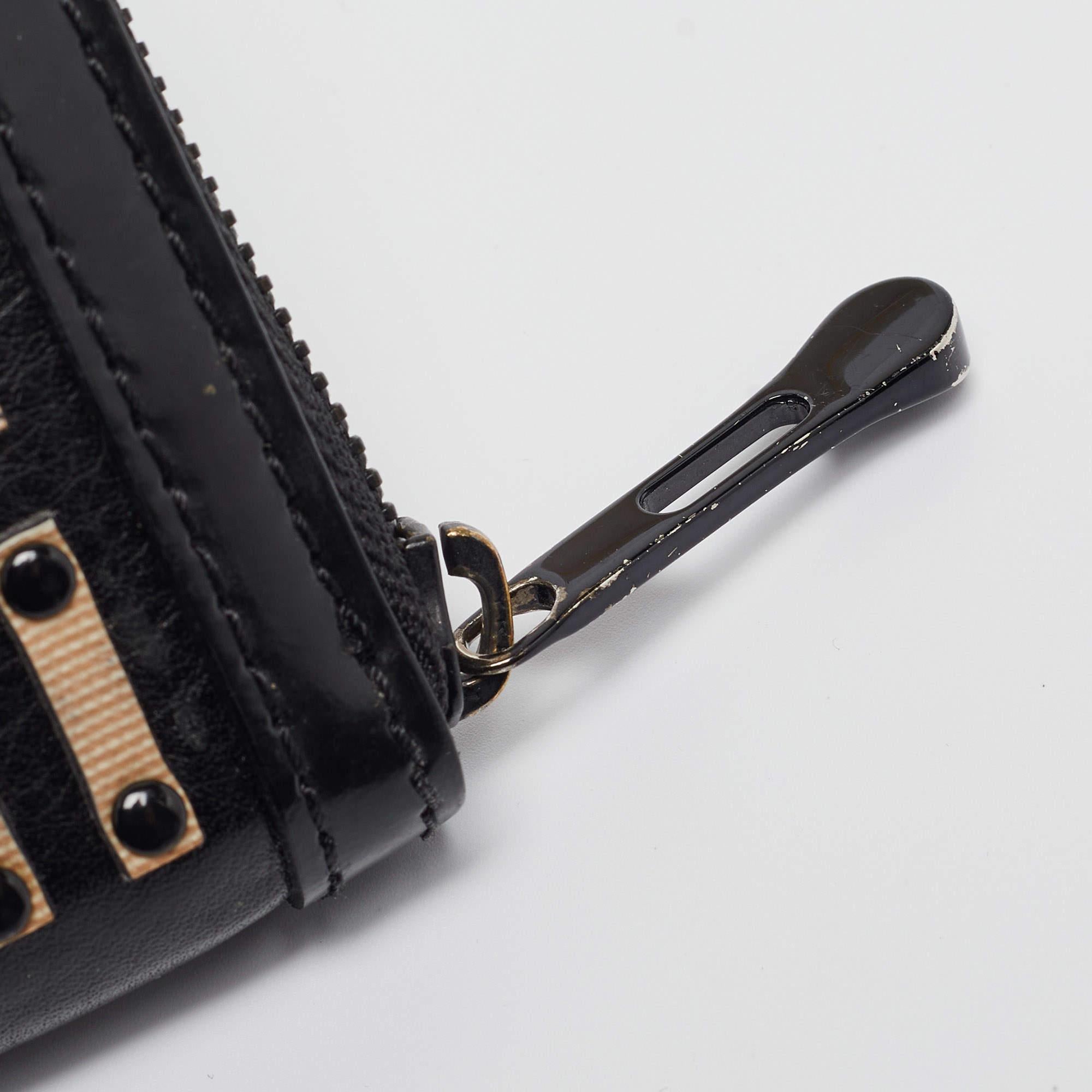 Burberry Black/Beige House Check PVC and Patent Leather Warrior Wallet 3