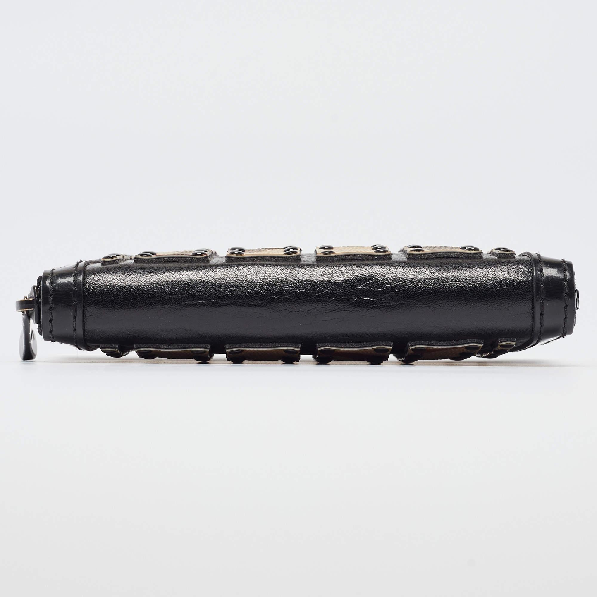 Burberry Black/Beige House Check PVC and Patent Leather Warrior Wallet 4