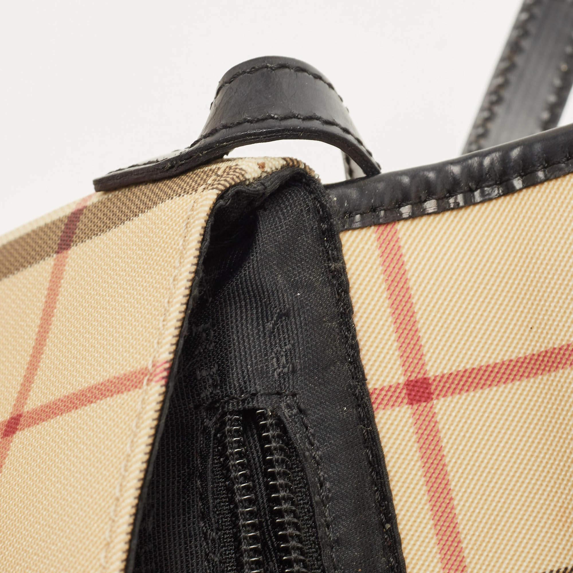 Burberry Black/Beige House Check PVC Flap Shoulder Bag 8