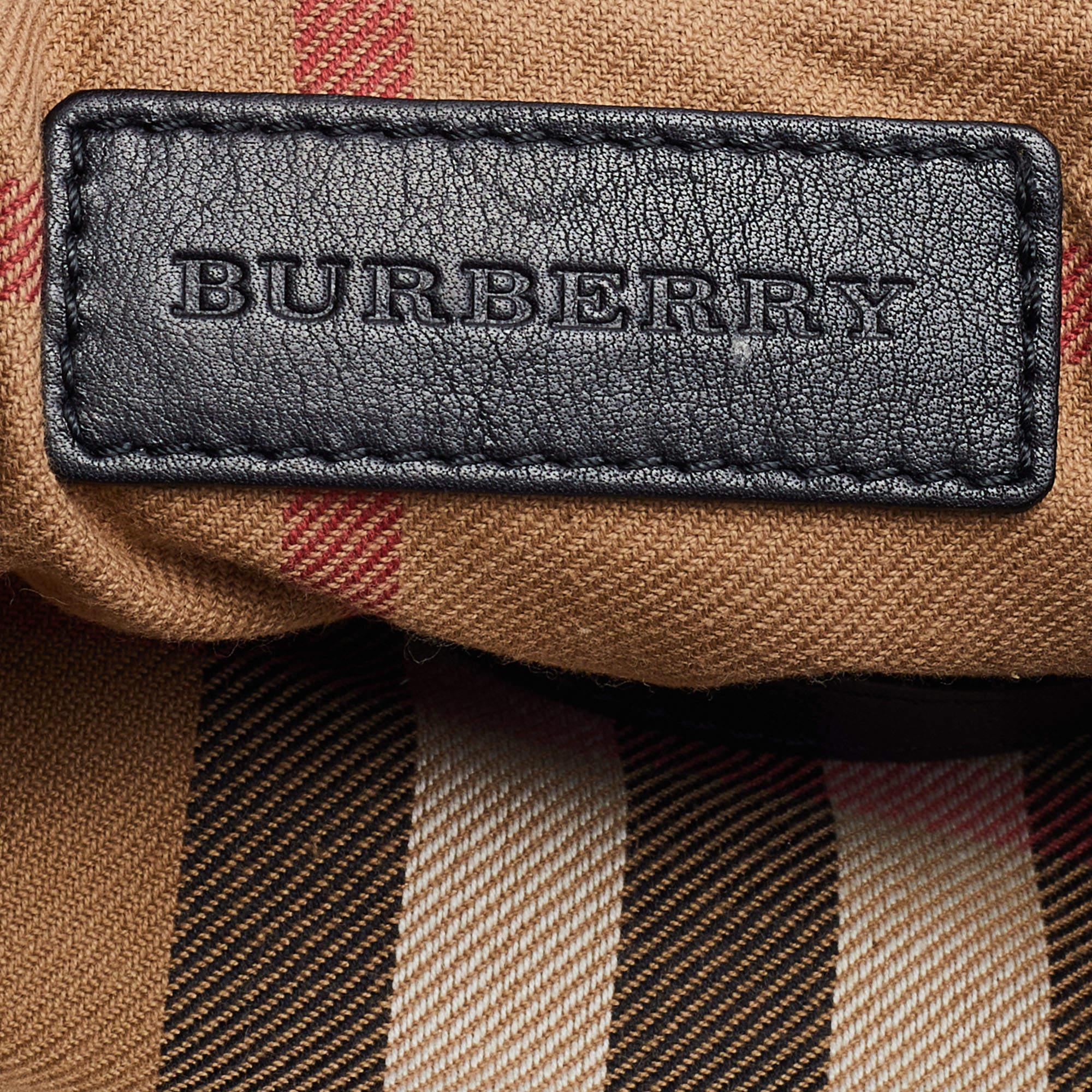 Schwarz/Beige Leder und Hauskaro Canvas Medium Banner-Tasche von Burberry 3