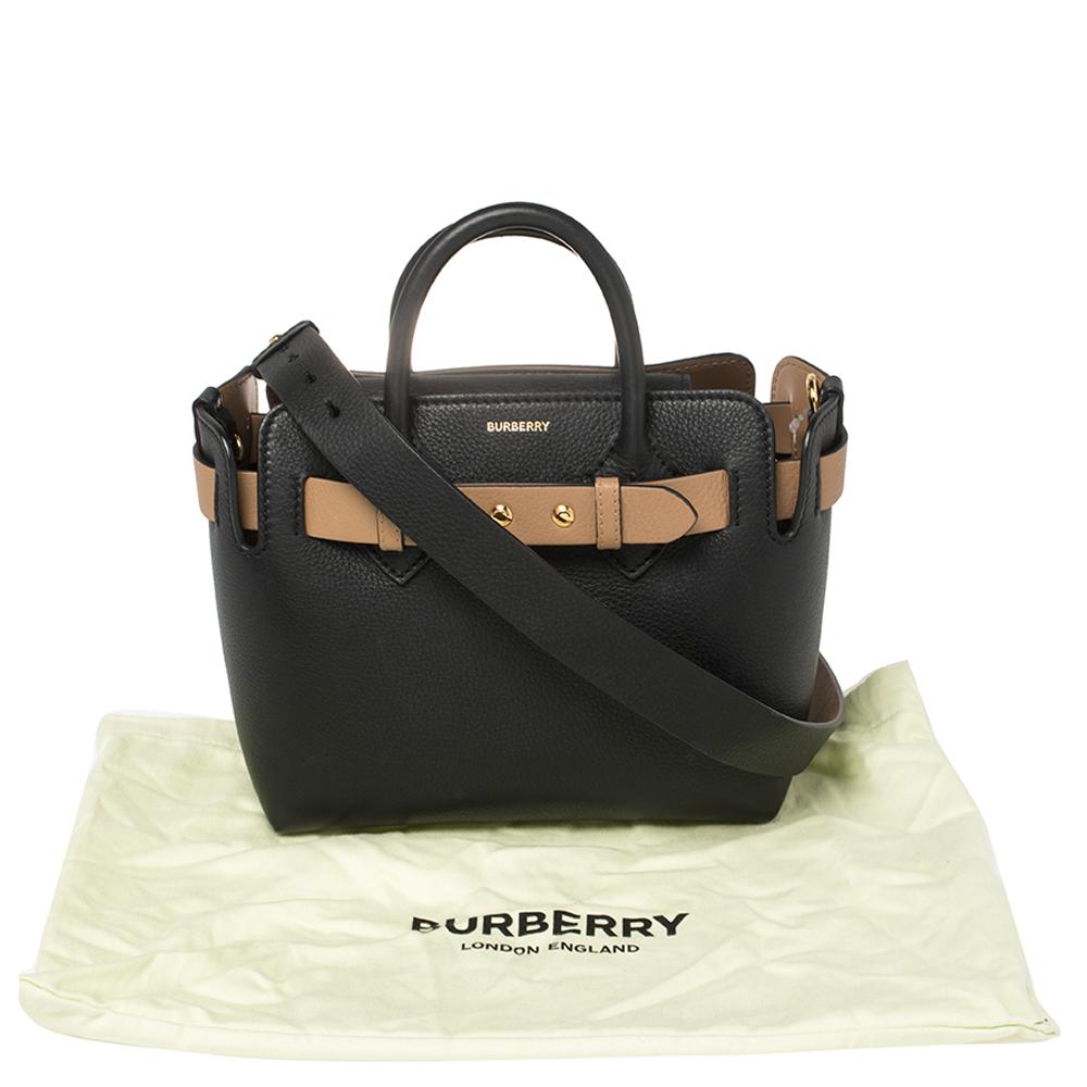 Burberry Black/Beige Leather Baby Marais Belt Tote 5