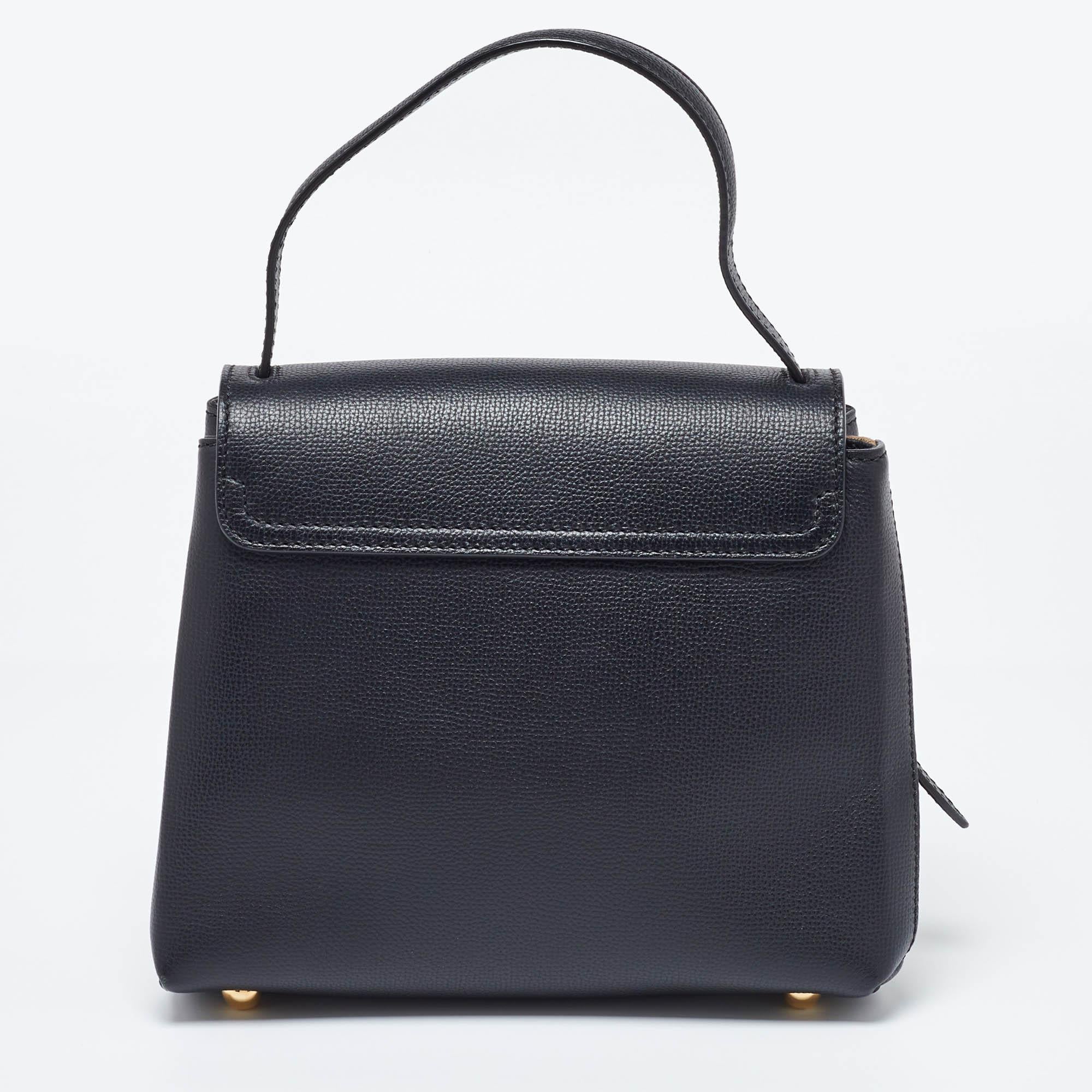 Women's Burberry Black/Beige Leather & House Check Fabric Small Camberley Top Handle Bag