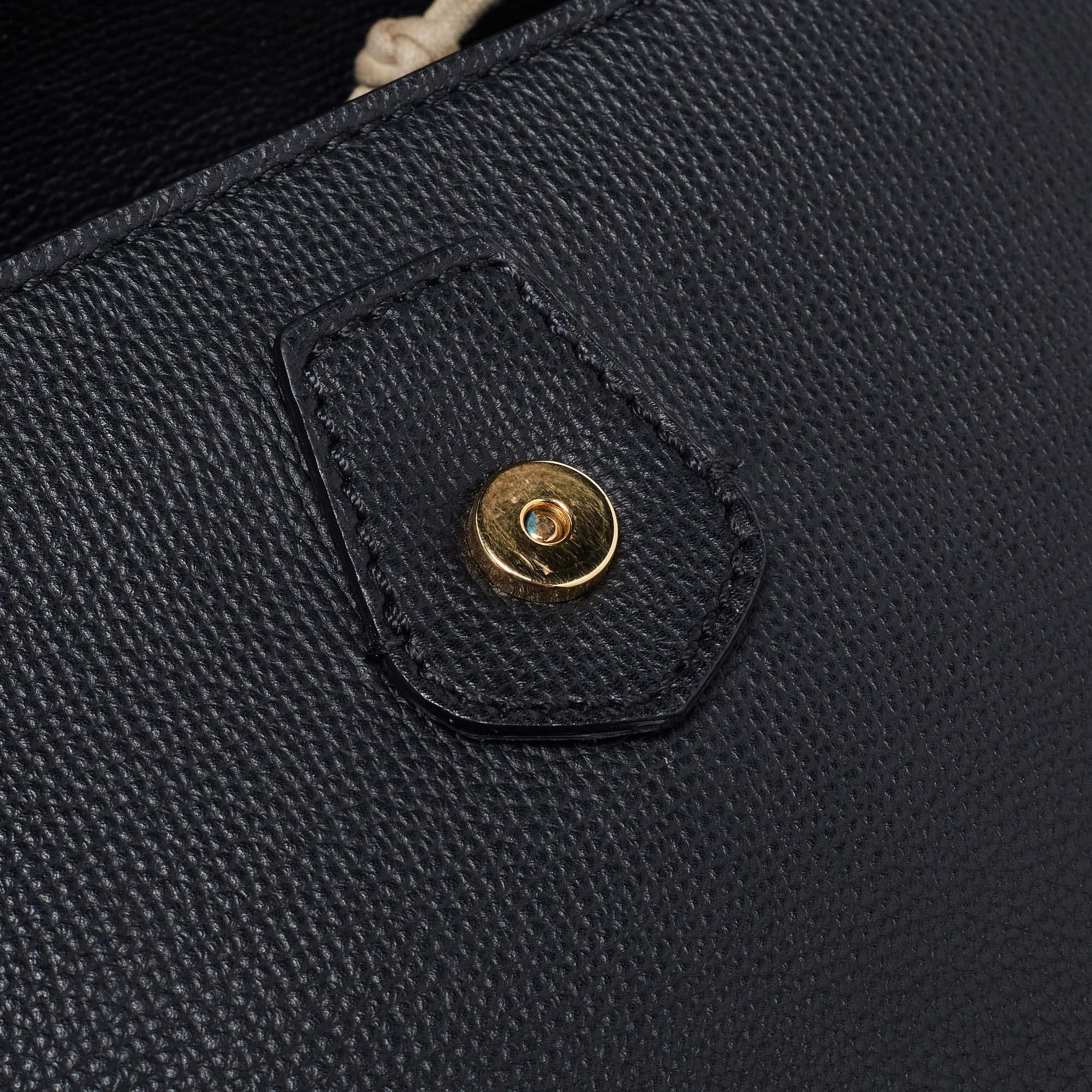 Burberry Black/Beige Leather & House Check Fabric Small Camberley Top Handle Bag 2