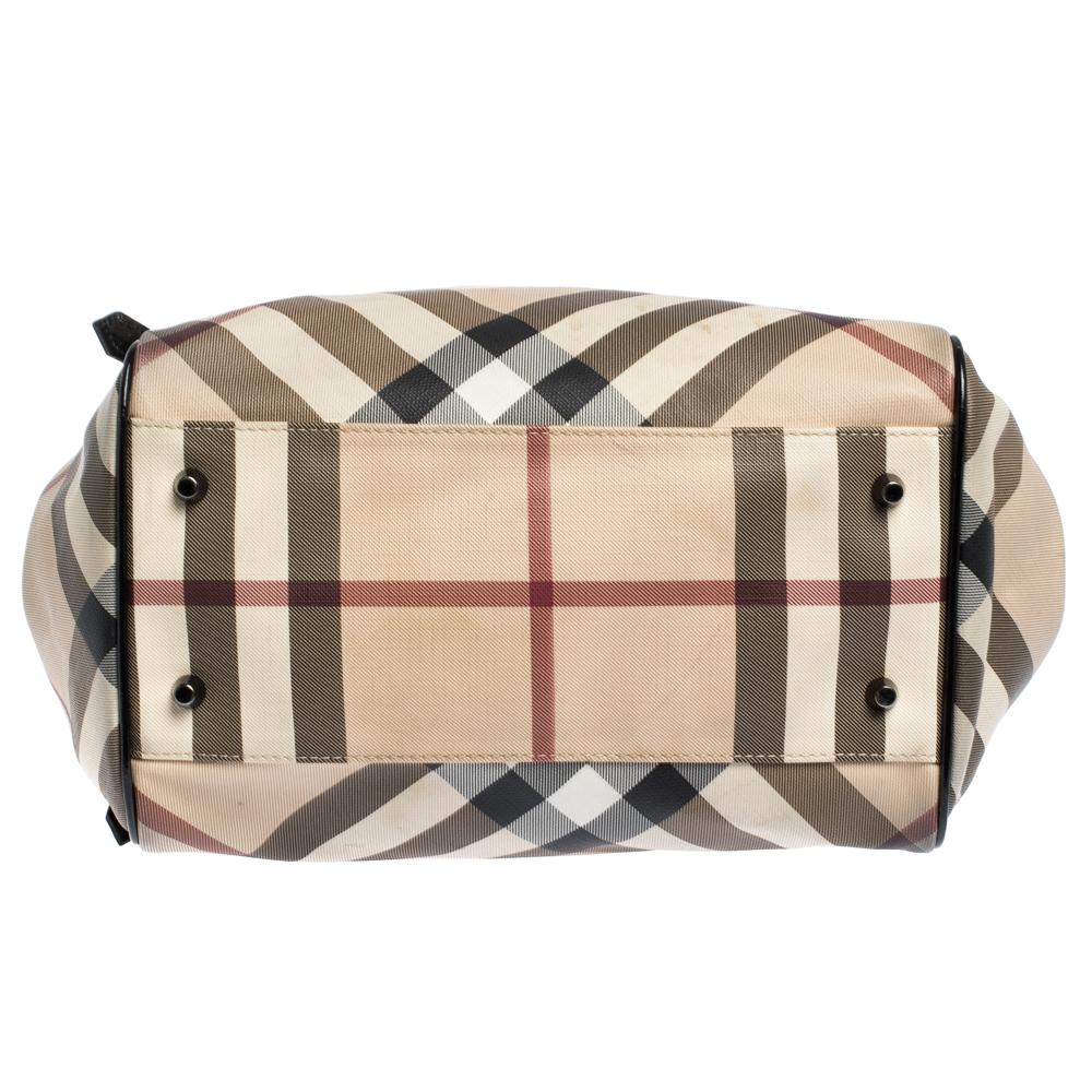 Burberry Schwarz/Beige Nova Check PVC und Lackleder Small Canterbury Tote Damen