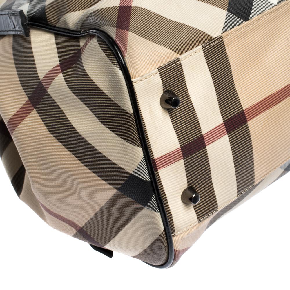 Burberry Schwarz/Beige Nova Check PVC und Lackleder Small Canterbury Tote 1