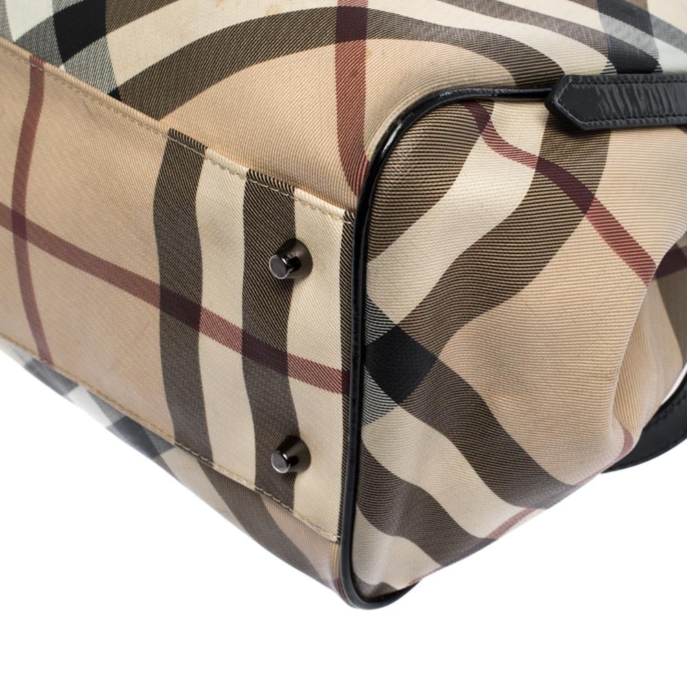 Burberry Schwarz/Beige Nova Check PVC und Lackleder Small Canterbury Tote 2