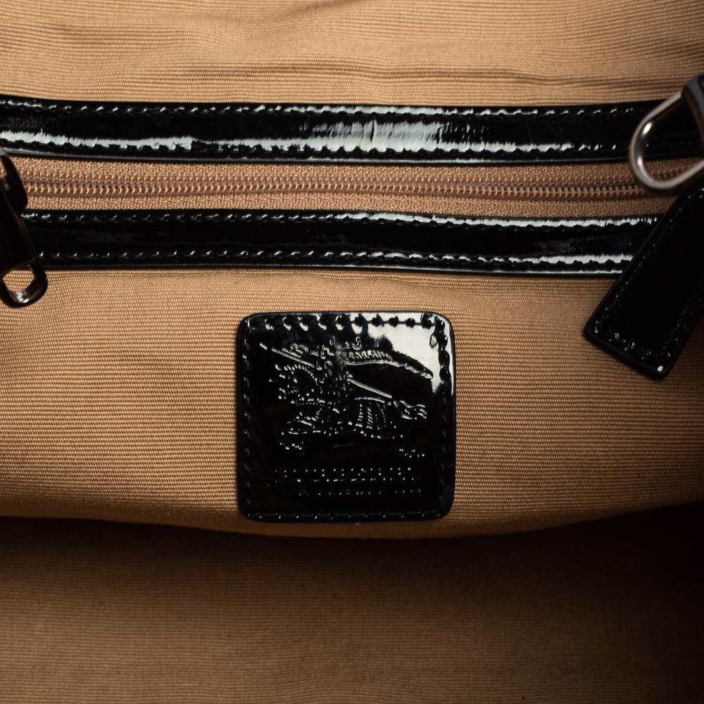 Burberry Black/Beige Nova Check PVC and Patent Leather Small Canterbury Tote 2