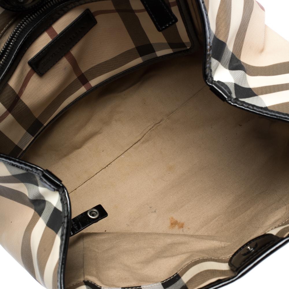 Burberry Schwarz/Beige Nova Check PVC und Lackleder Small Canterbury Tote 4