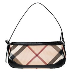 Burberry Black/Beige Nova Check PVC and Patent Leather Small