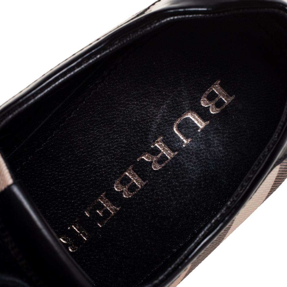 Burberry Black/Beige Novacheck Patent Leather Cap Toe Low Top Sneaker Size 38 2
