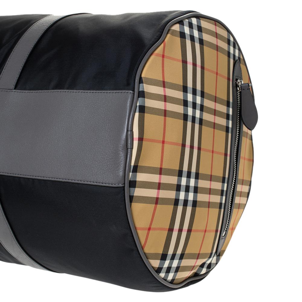 Burberry Black/Beige Nylon Large Kennedy Duffle Bag 1