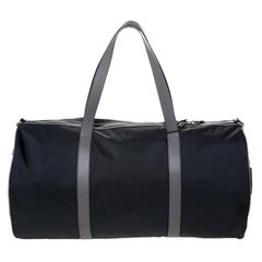 Burberry Black/Beige Nylon Large Kennedy Duffle Bag