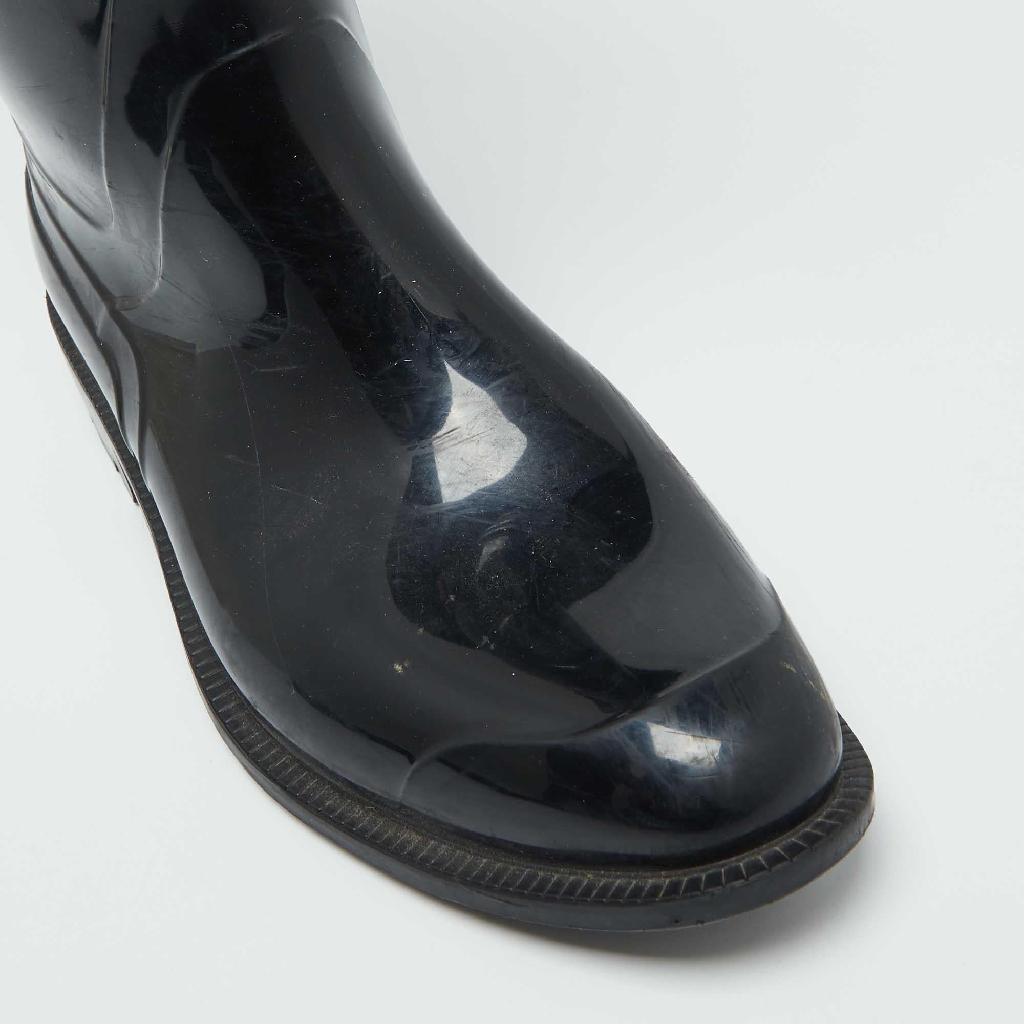 Bottes de pluie en caoutchouc et toile à carreaux Burberry noir/beige Taille 38 2