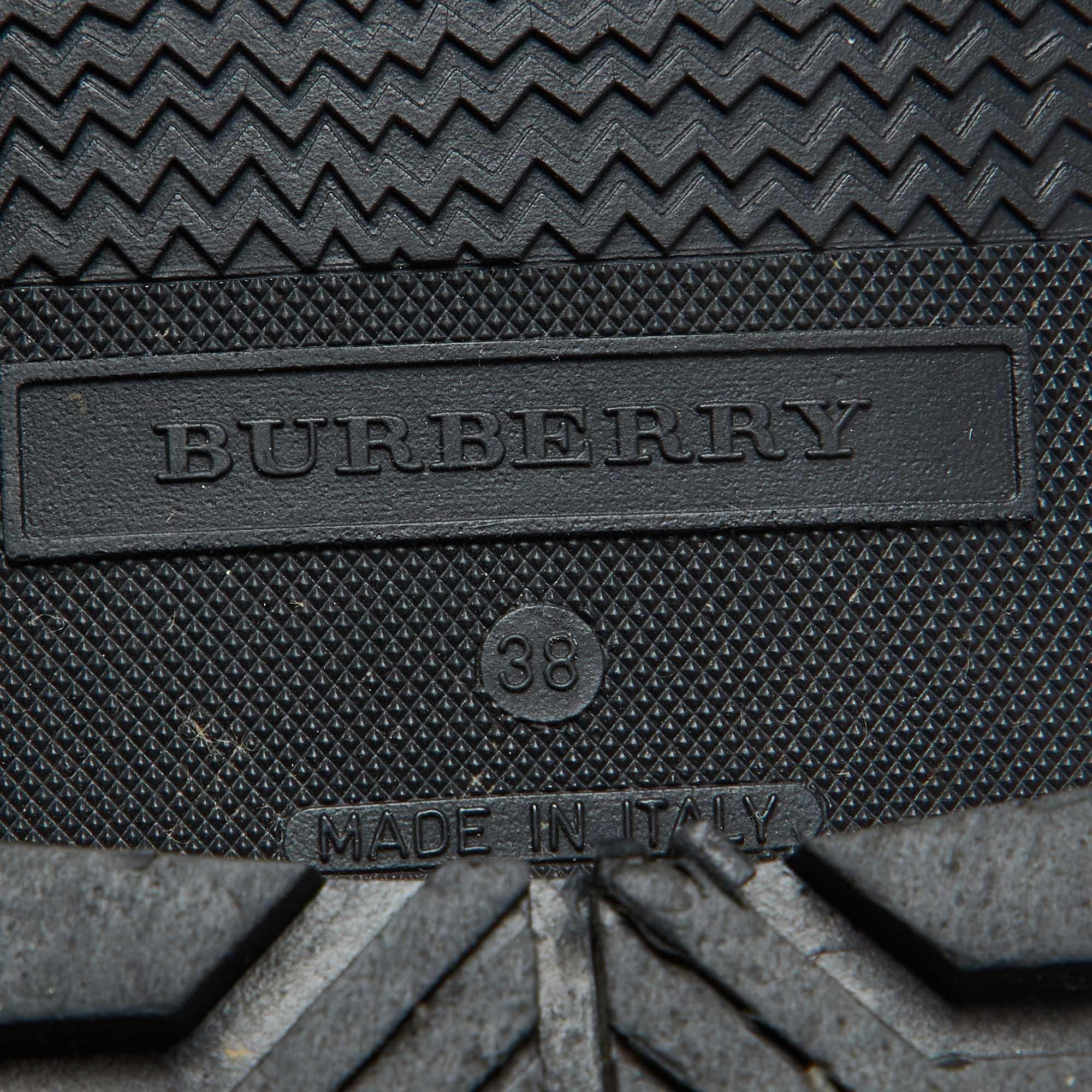 Bottes de pluie en caoutchouc et toile à carreaux Burberry noir/beige Taille 38 3