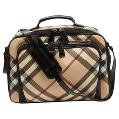 Used Burberry Black/Beige Supernova Check PVC and Patent Leather Diaper Bag