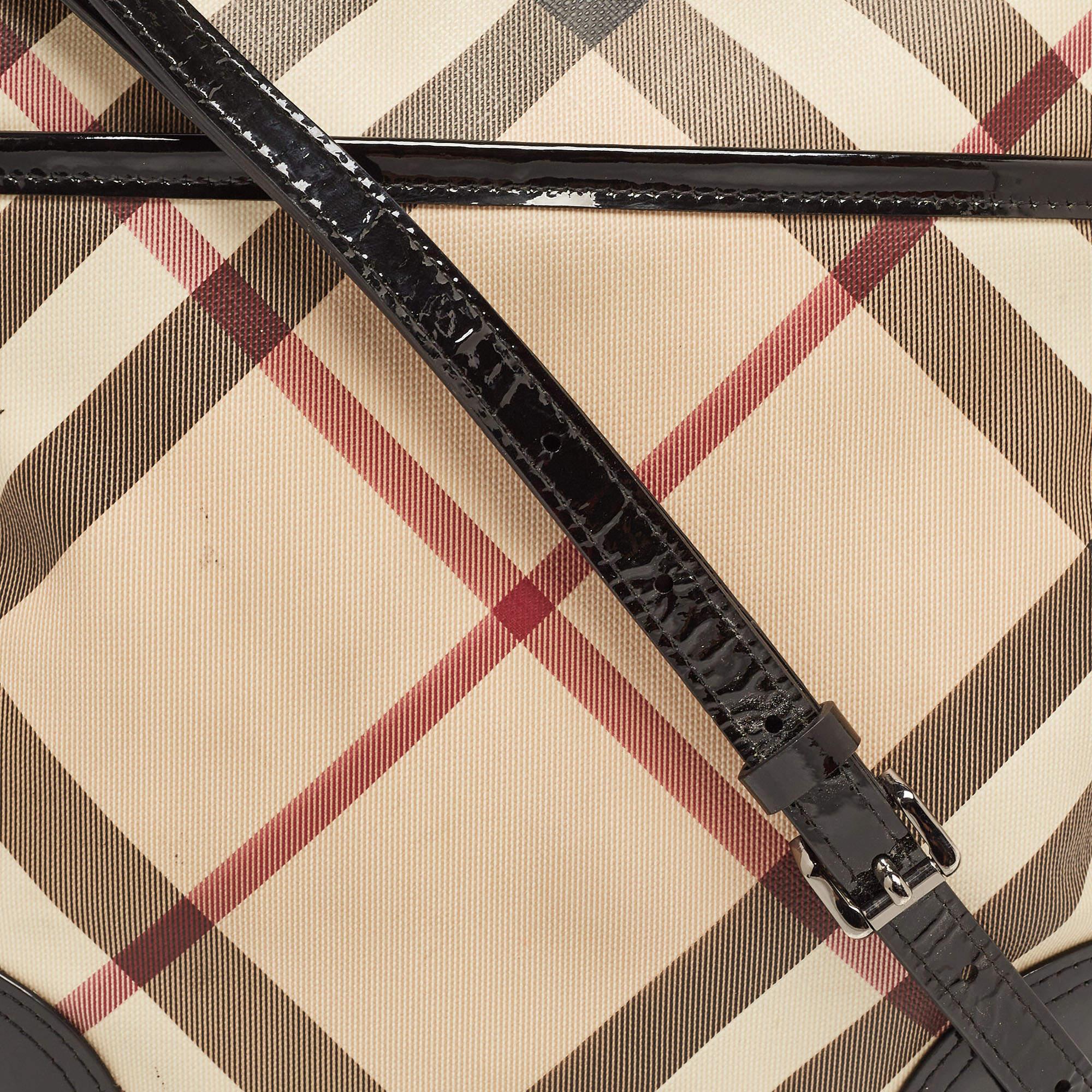 Burberry Black/beige Supernova Check PVC and Patent Leather Dryden Crossbody Bag 1