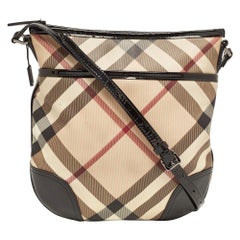 Burberry Black/beige Supernova Check PVC and Patent Leather Dryden Crossbody Bag