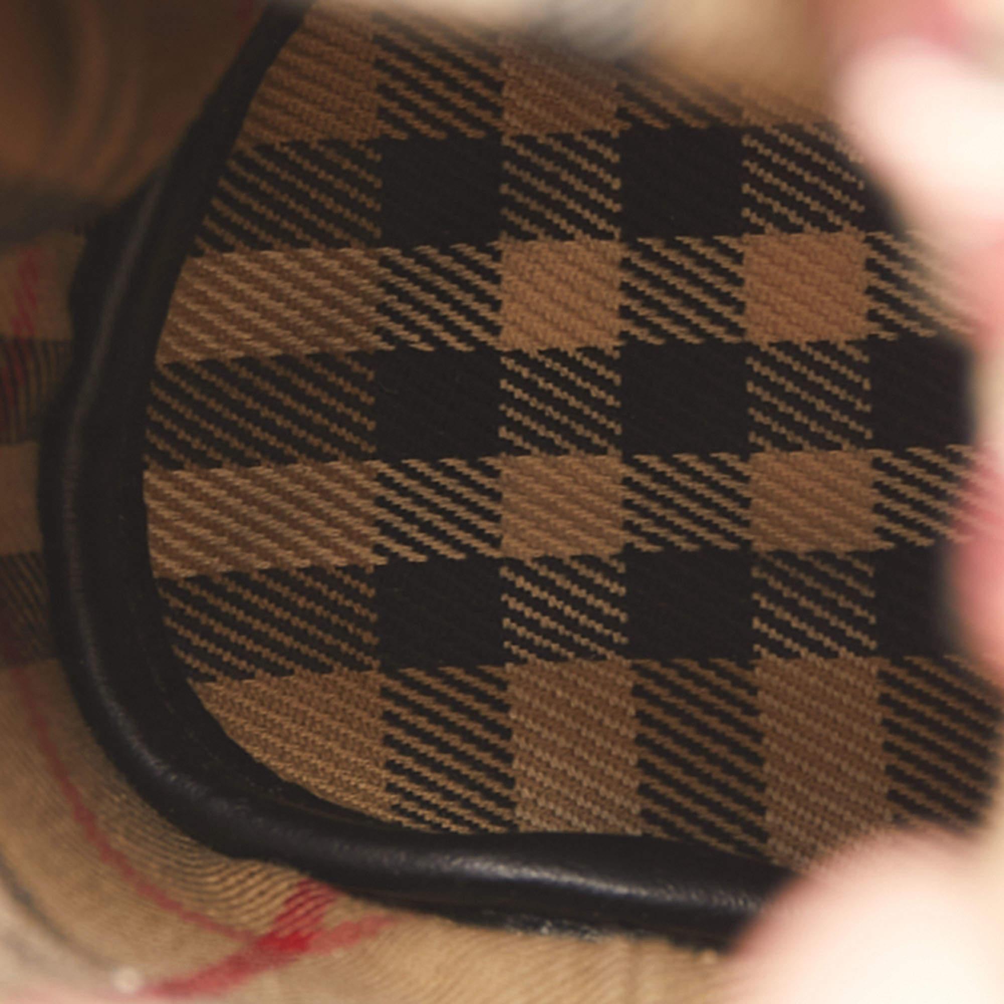 Burberry Black/Beige Vintage Check Canvas and Leather Water Bottle Holder 2