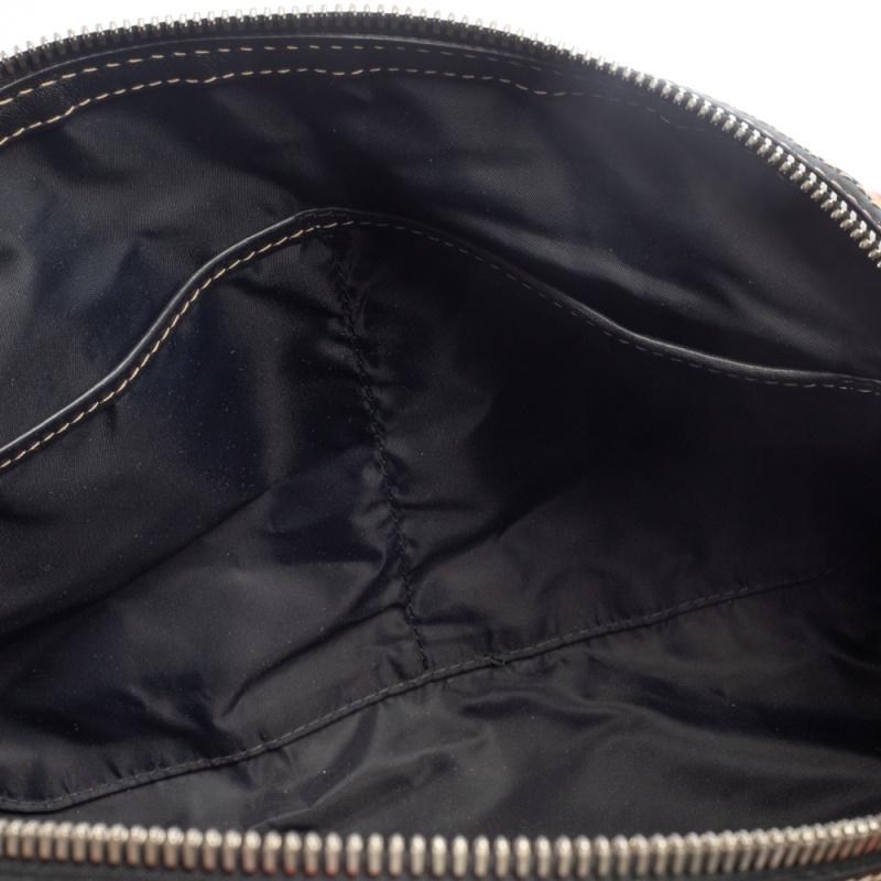 Burberry Black/Beige Vintage Check Nylon and Leather Large Barrel Bag 4