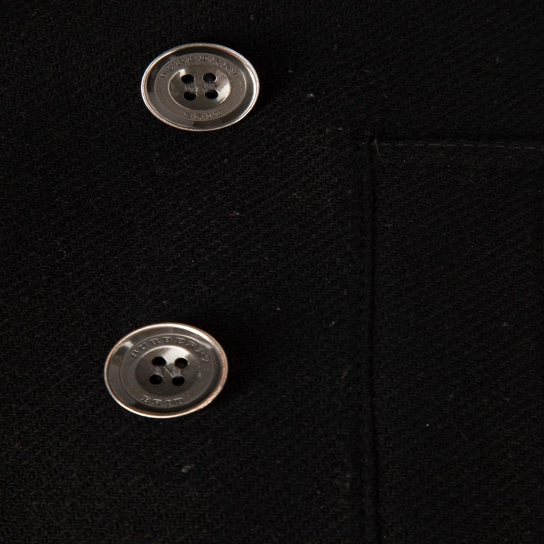 Burberry Black Belted Double Breasted Wool Coat Size XXS In Good Condition For Sale In London, GB