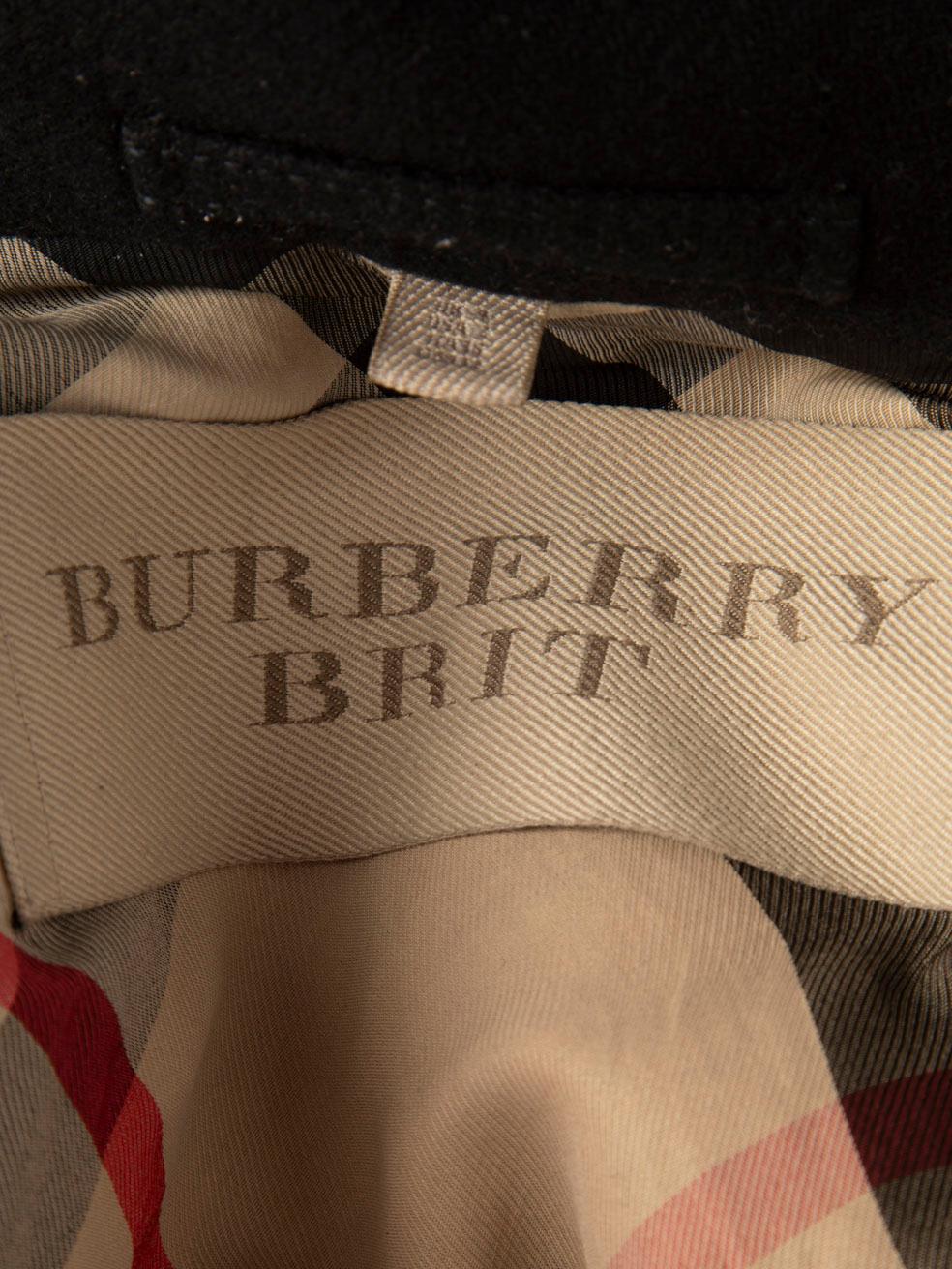 Burberry Black Belted Double Breasted Wool Coat Size XXS For Sale 4