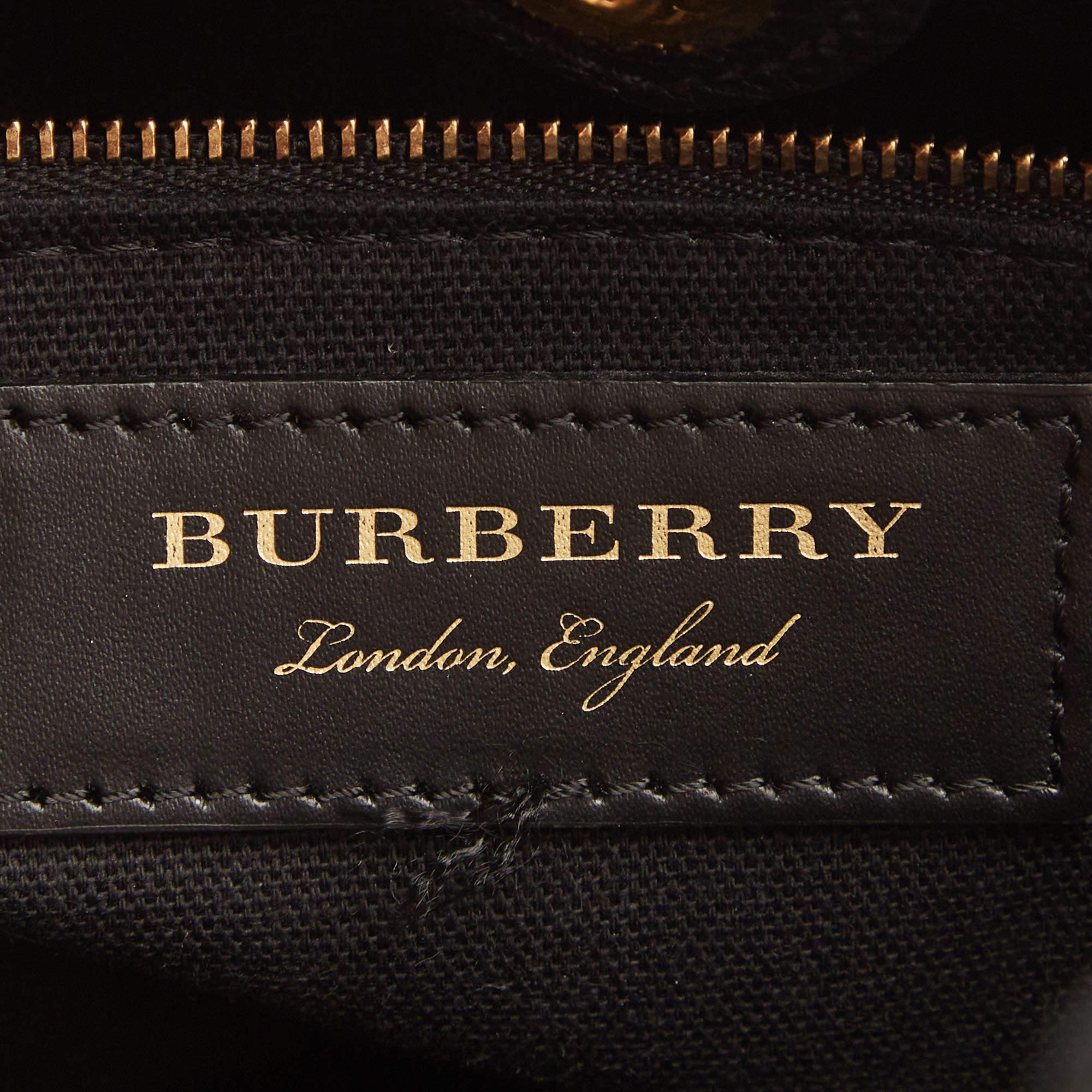 Burberry Black/Blue Leather Medium Graffiti Banner Tote 6