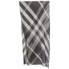 BURBERRY Schwarz Blau Weiß Seide CHIFFON TARTAN CHECK Schal Halstuch