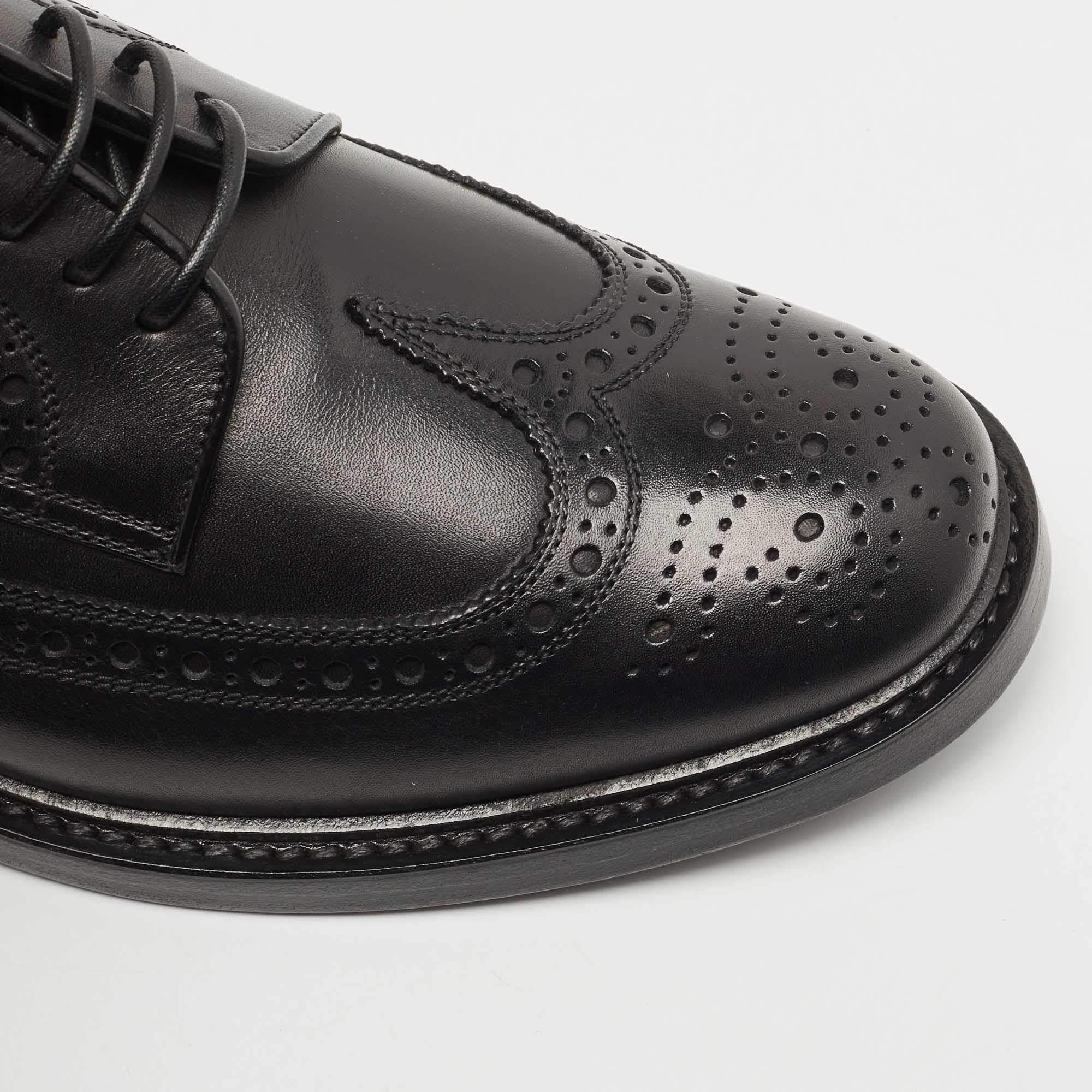 Burberry Black Brogue Leather Lace Up Derby Size 43 2