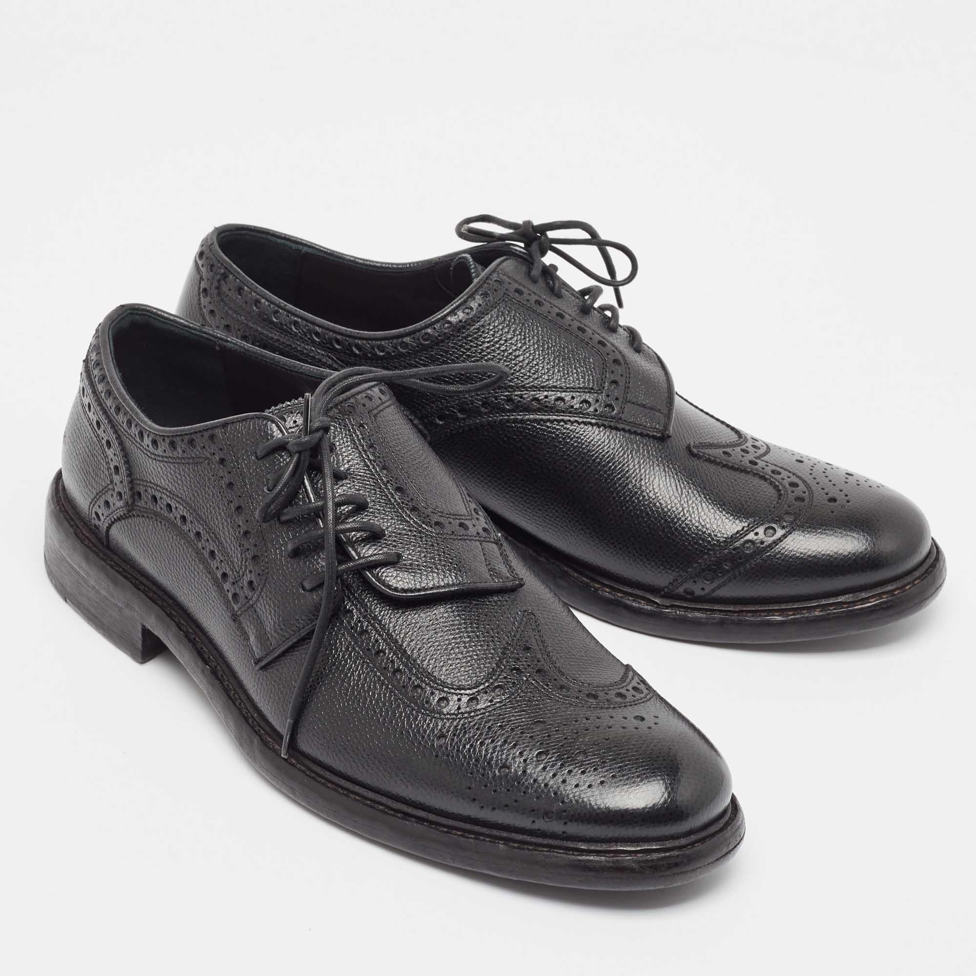 Men's Burberry Black Brogue Leather Rayford Derby Size 43