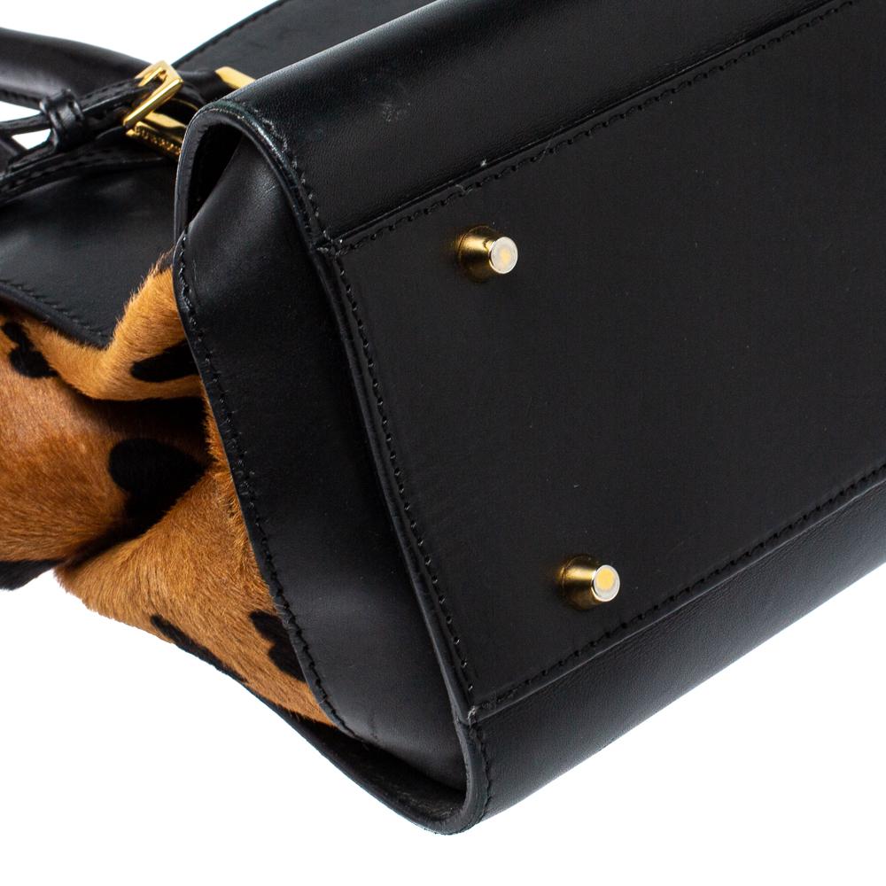 Burberry Black/Brown Heart Print Calfhair and Leather Dinton Satchel 3