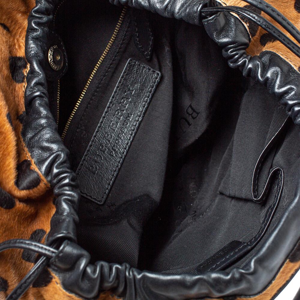 Burberry Black/Brown Heart Print Calfhair and Leather Dinton Satchel 4