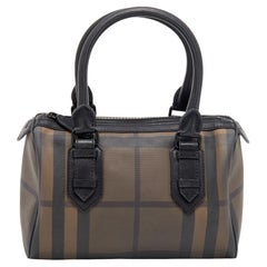 Burberry - Sac fourre-tout en cuir noir/marron et PVC à carreaux fumés