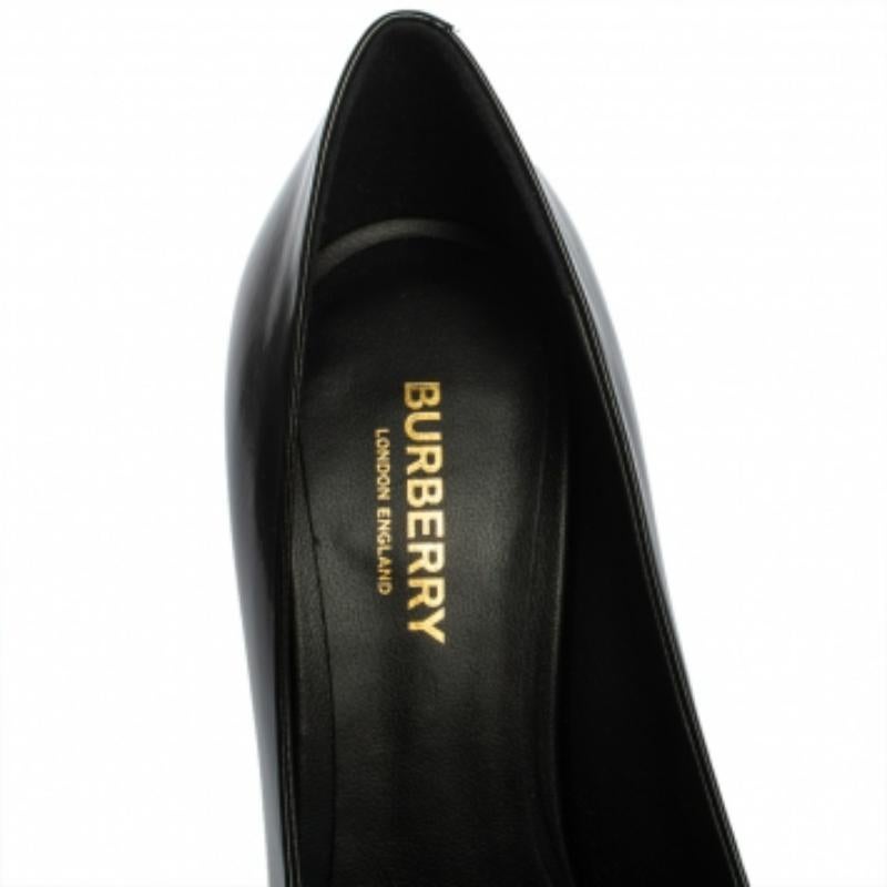 Burberry Black/Brown Leather & Patent Leather Pointed Toe Annalise Pumps Size 37 For Sale 2