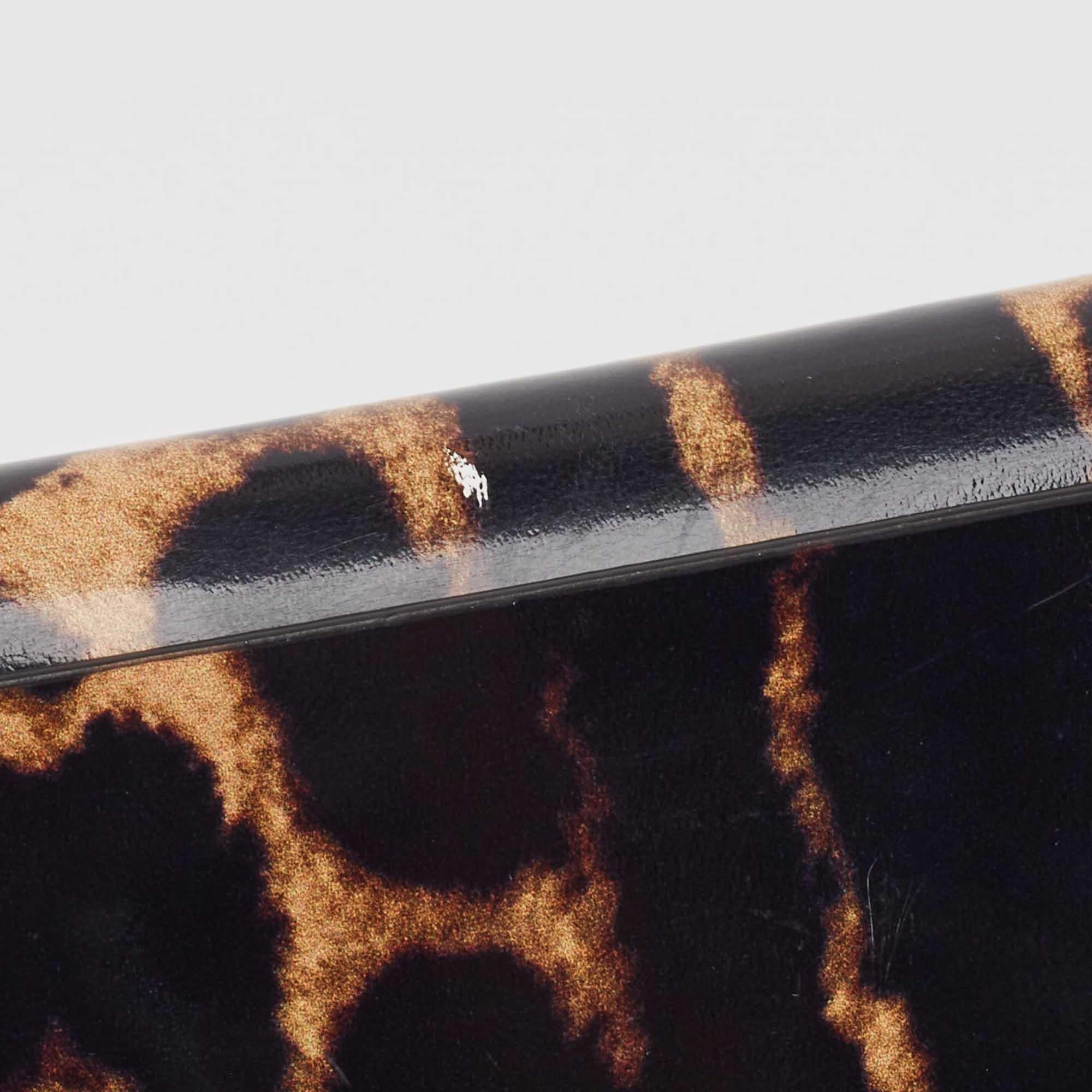 Burberry Black/Brown Leopard Print Leather Jody Chain Card Case 2