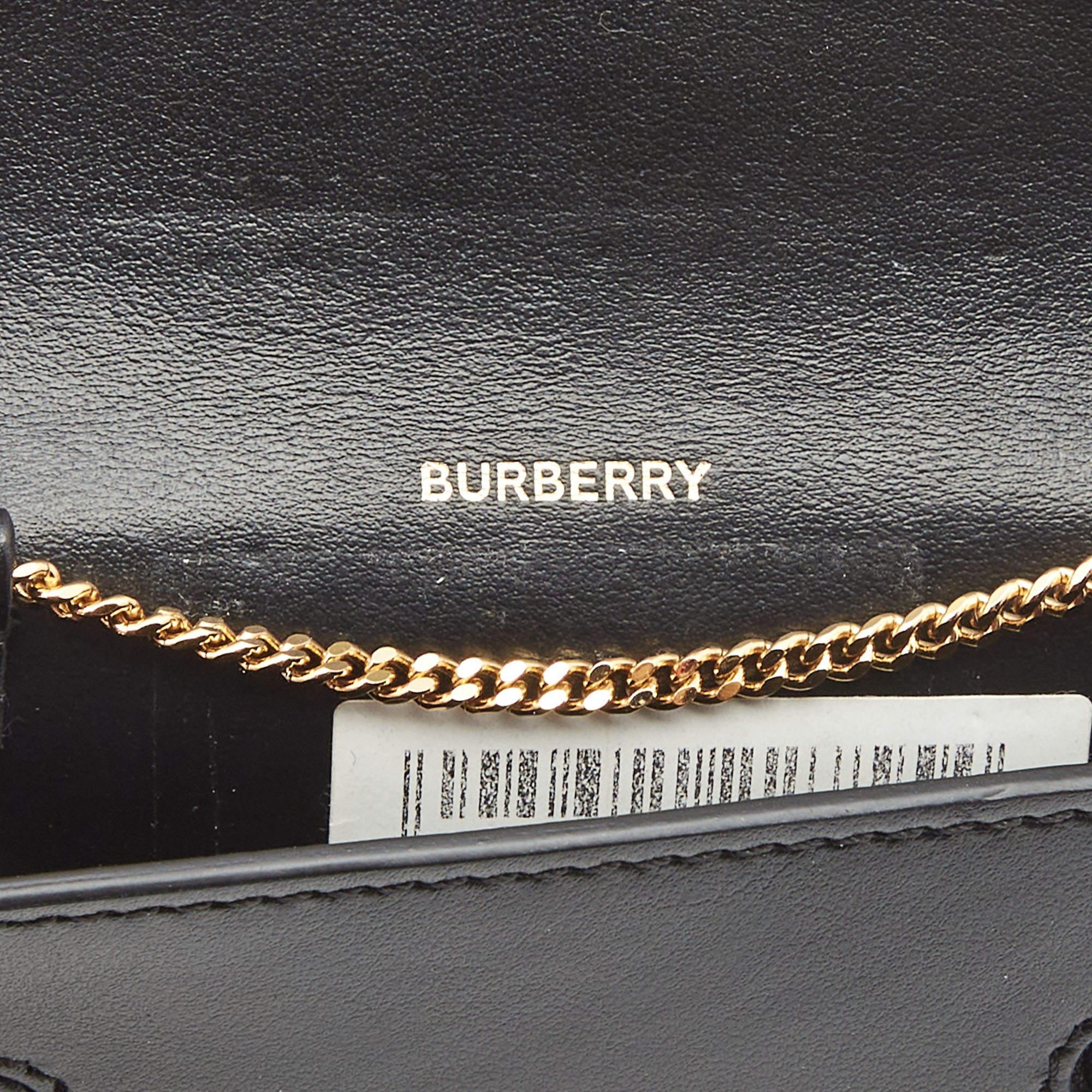 Burberry Black/Brown Leopard Print Leather Jody Chain Card Case 4