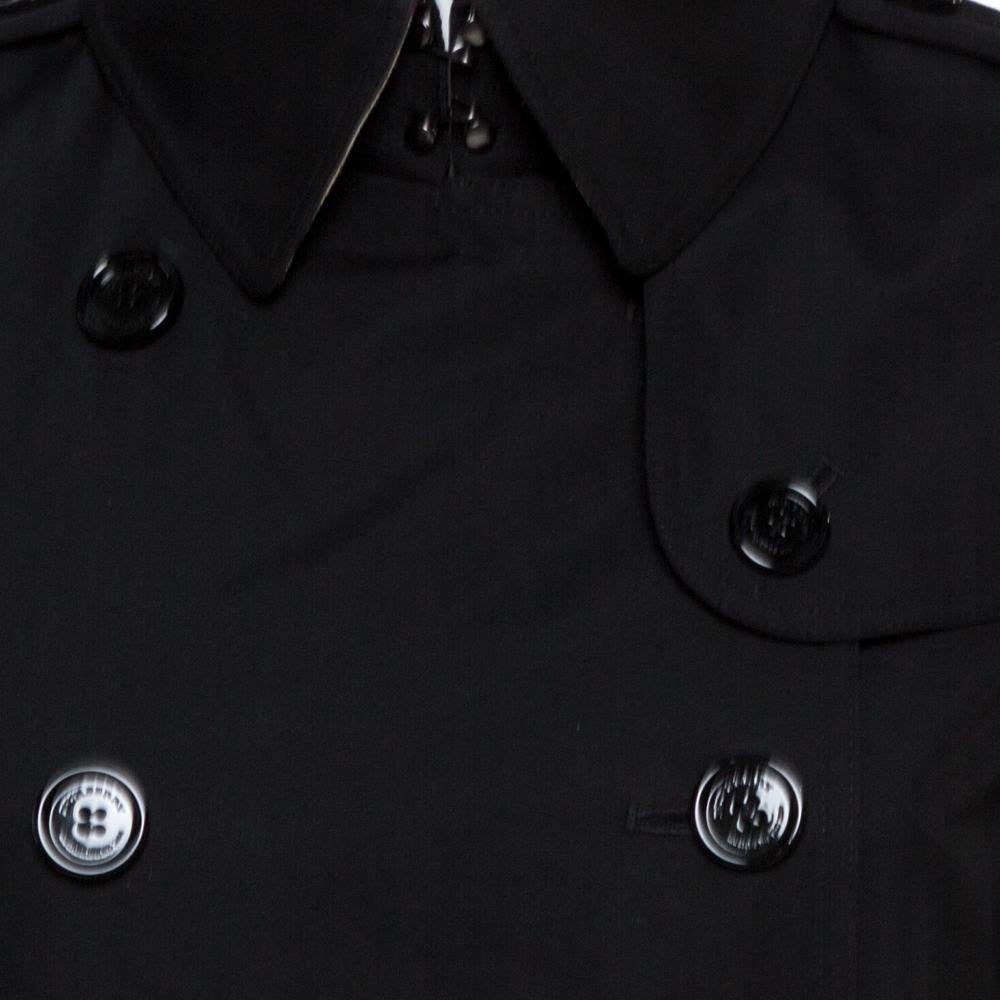 Burberry Black Buckingham Belted Coat S 1