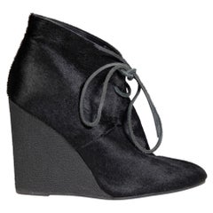 Burberry - Bottes à talons compensés en poils de veau noirs Benton - Taille IT 40