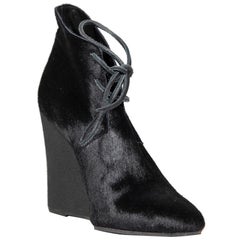 Burberry - Bottes à talons compensés en poils de veau noirs Benton - Taille IT 40