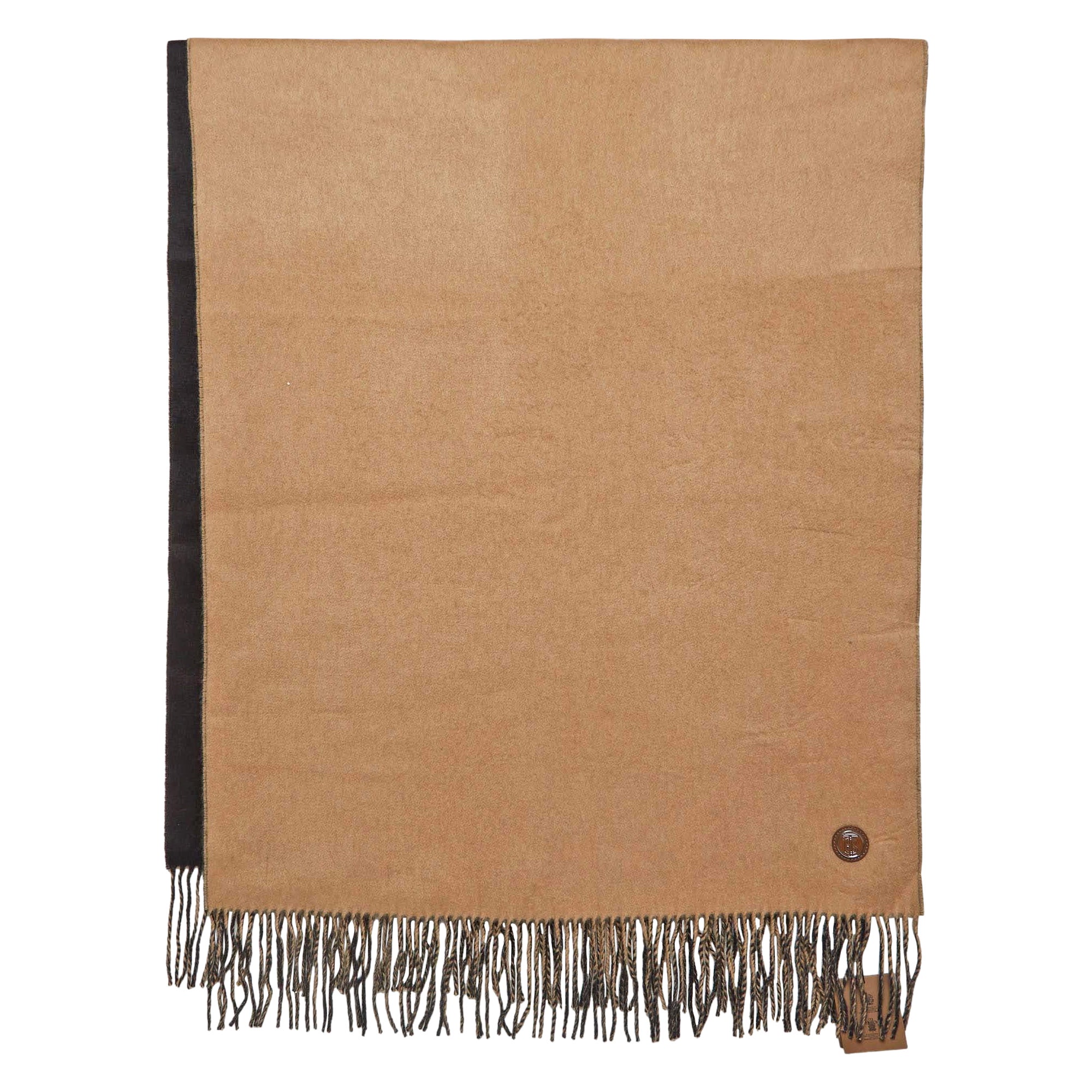 Burberry Black/Camel Brown Brushed Cashmere Reversible Scarf