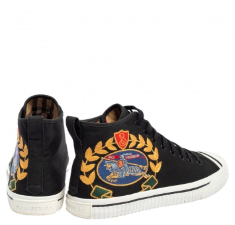 Men's Burberry Black Canvas Kingly Big C High Top Sneakers Size 40 For Sale