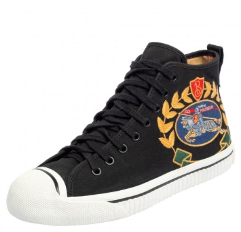 Burberry Black Canvas Kingly Big C High Top Sneakers Size 40 For Sale 2