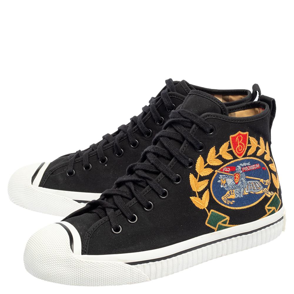 Men's Burberry Black Canvas Kingly Big C High Top Sneakers Size 40 For Sale