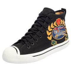 Burberry - Scarpe da ginnastica alte in tela nera Kingly Big C Taglia 40
