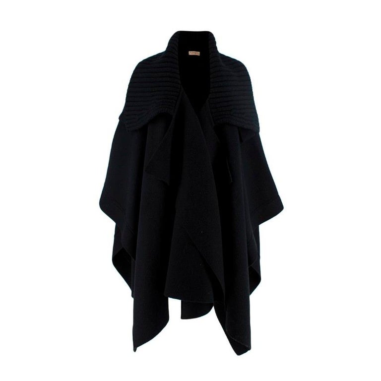 Burberry Black Cashmere-Blend Rib Collar Cape - One Size For Sale at ...