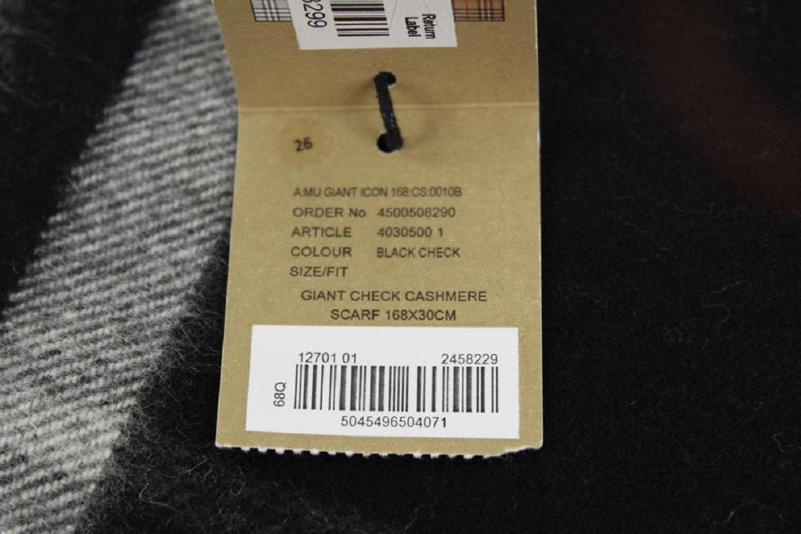 Burberry Black Cashmere Nova Check Scarf 7bur1224 7