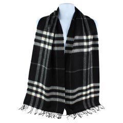 Burberry Black Cashmere Nova Check Scarf 7bur1224