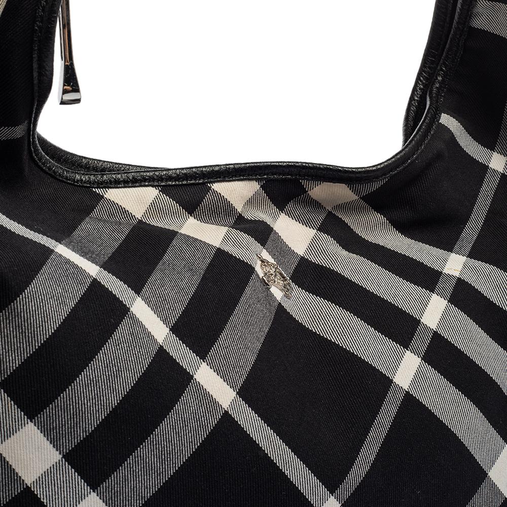 Burberry Black Check Canvas and Leather Large Larkin Hobo 3