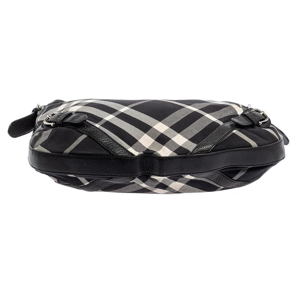 Burberry Black Check Canvas and Leather Large Larkin Hobo 5
